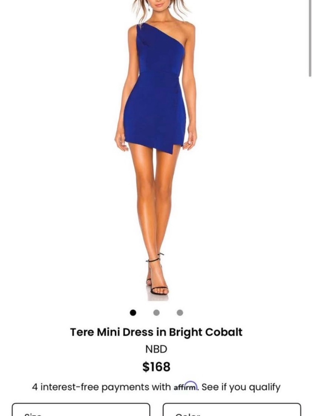 NBD One-Shoulder Mini Dress in Cobalt Blue